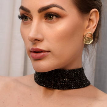 Choker Cristais Preta