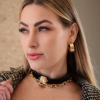 Mix Choker  Malha Metal com Cristal - 2 peças