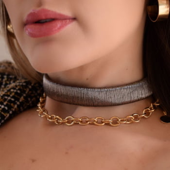 Choker Malha Metal - 1 peça