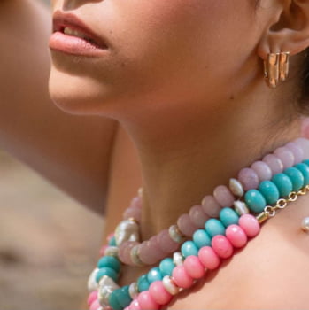 Colar Jade e Pérolas Cores 