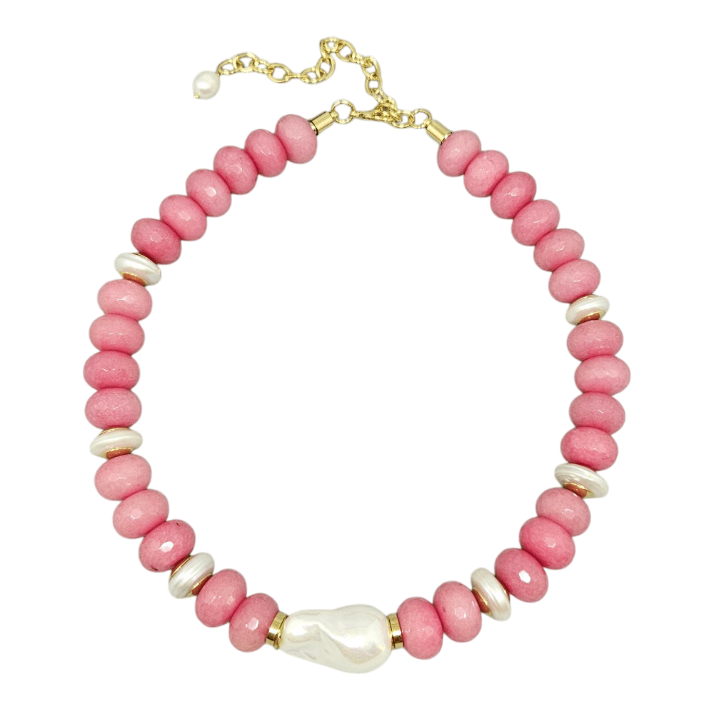 Colar Jade e Pérolas Cores 