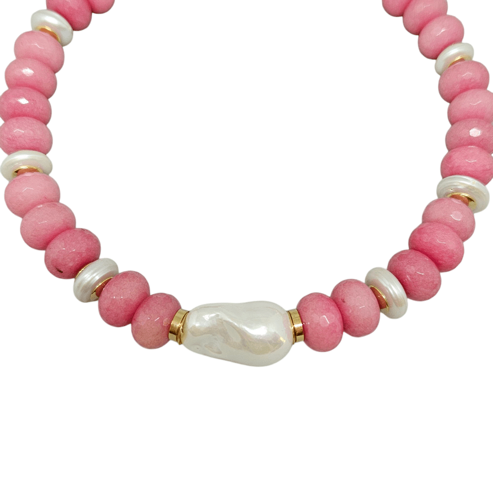 Colar Jade e Pérolas Cores 