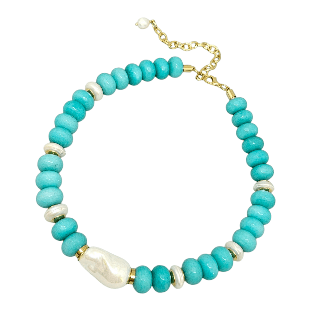 Colar Jade e Pérolas Cores 