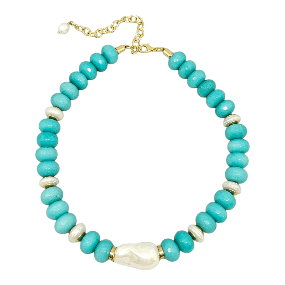 Colar Jade e Pérolas Cores 