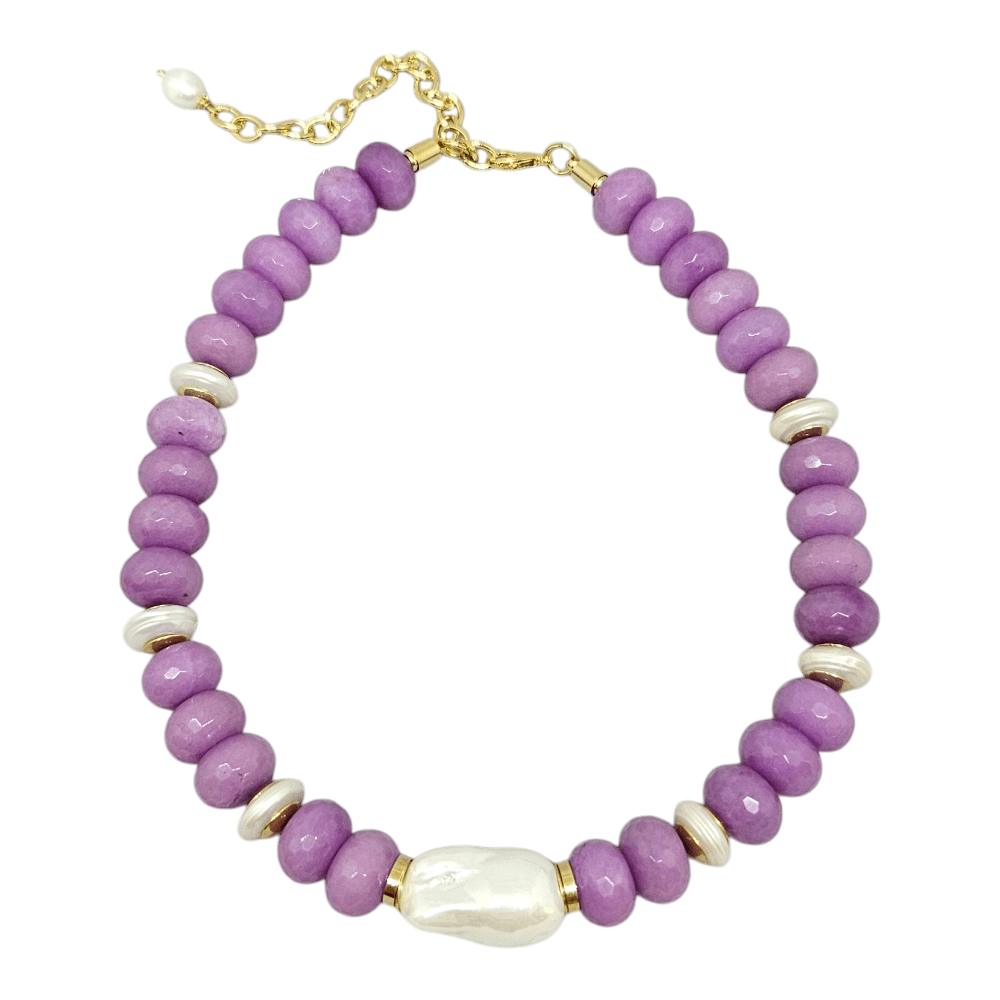Colar Jade e Pérolas Cores 