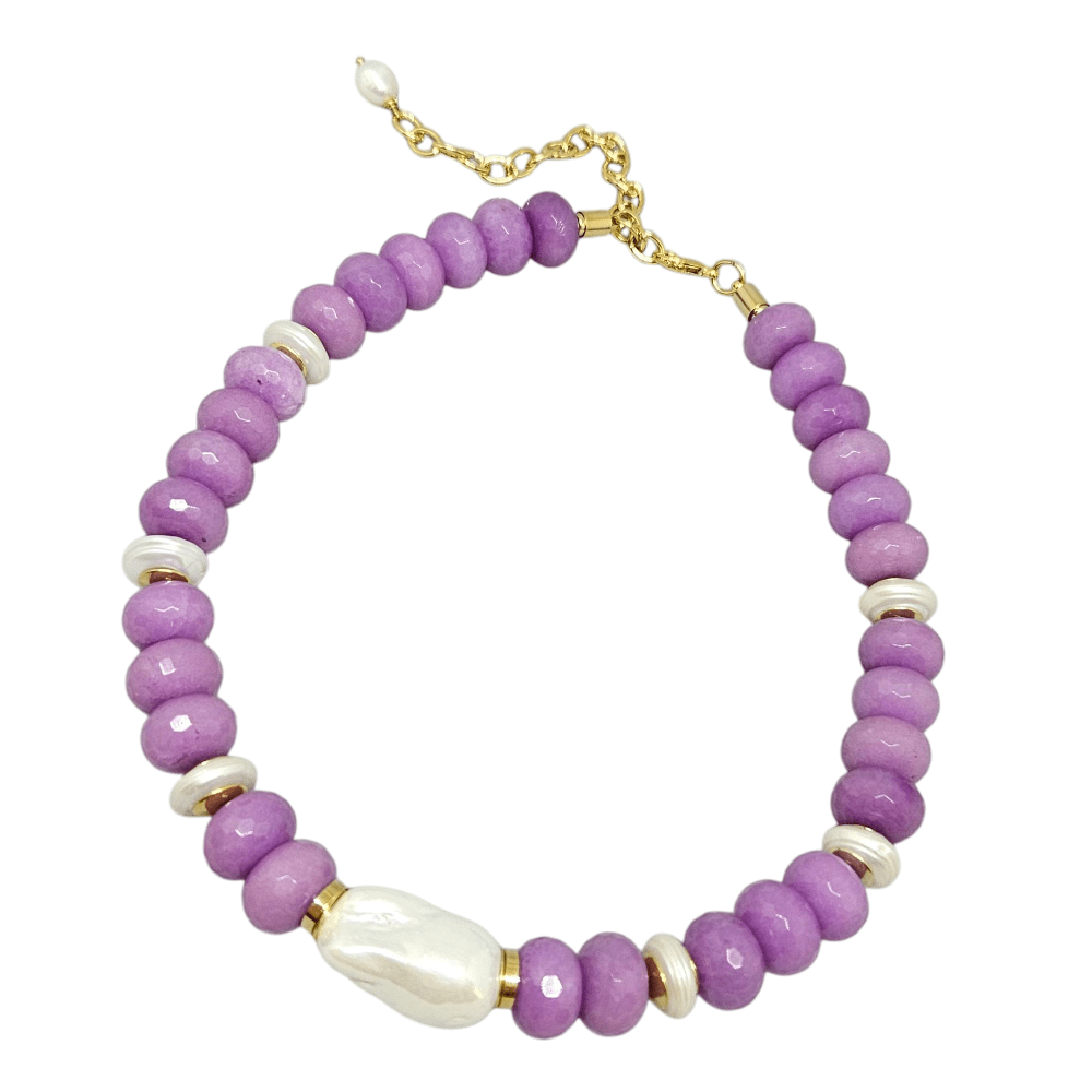 Colar Jade e Pérolas Cores 