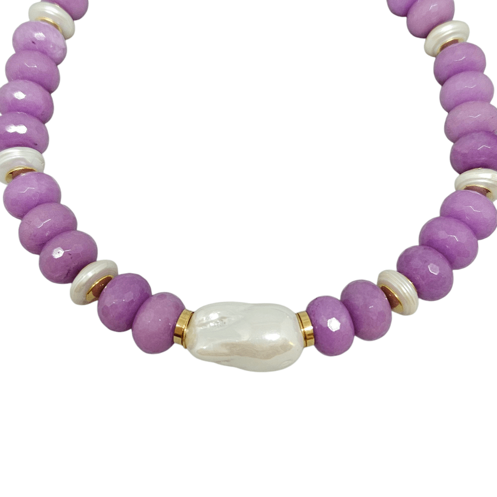 Colar Jade e Pérolas Cores 