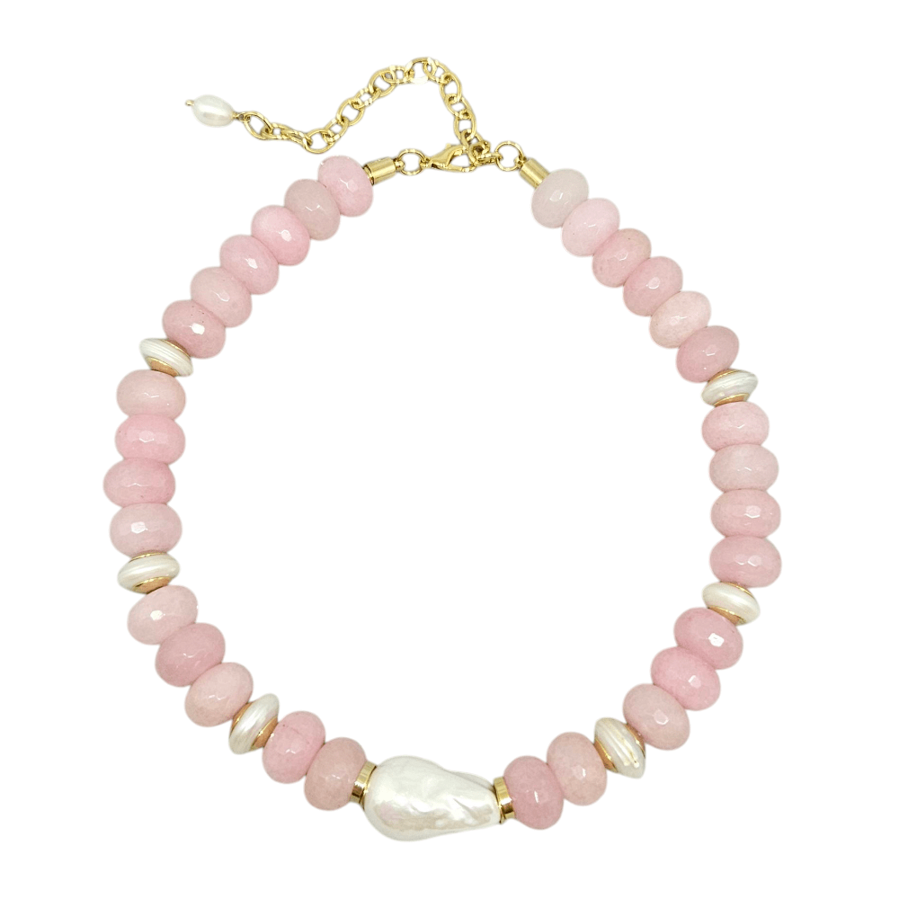 Colar Jade e Pérolas Cores 