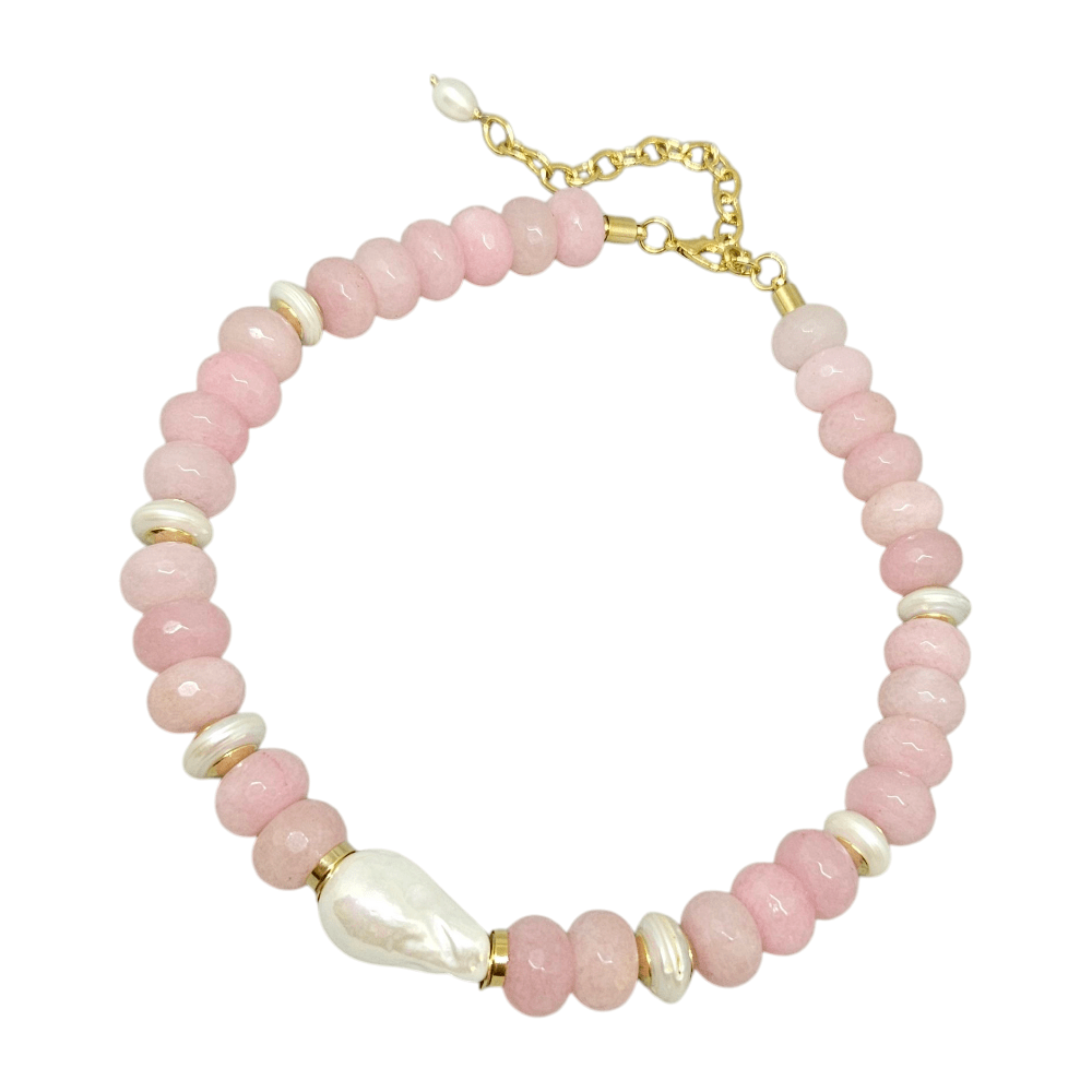 Colar Jade e Pérolas Cores 