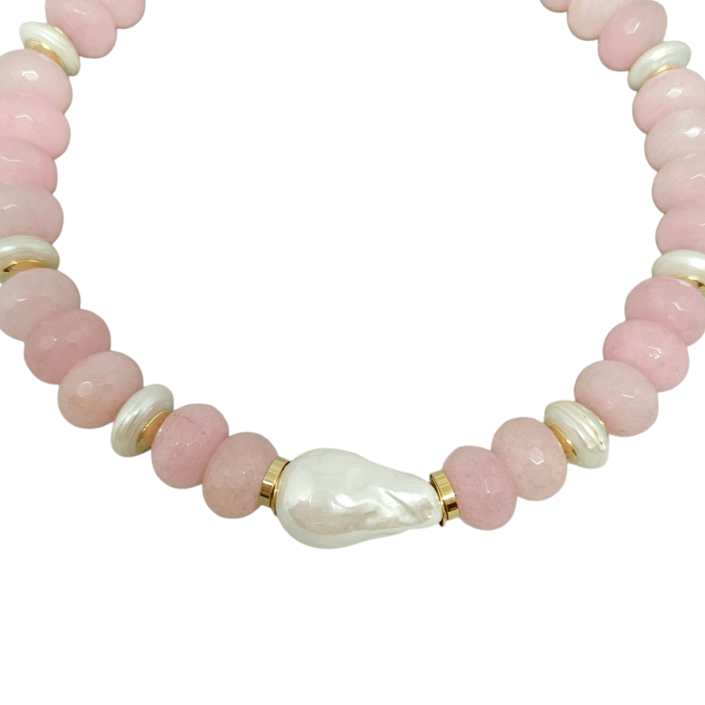 Colar Jade e Pérolas Cores 