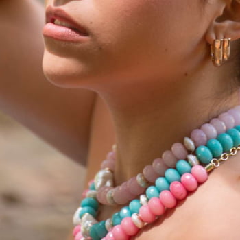 Colar Jade e Pérolas Cores 