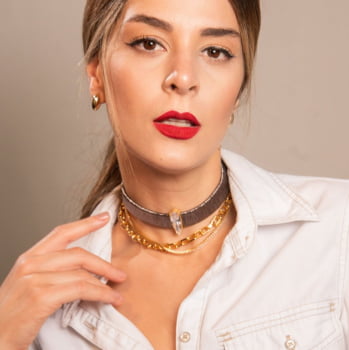 Compô Choker Cristal Grafite - 3 peças
