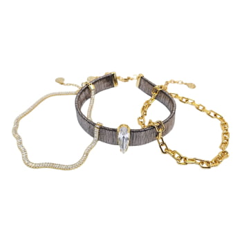 Compô Choker Cristal Grafite - 3 peças