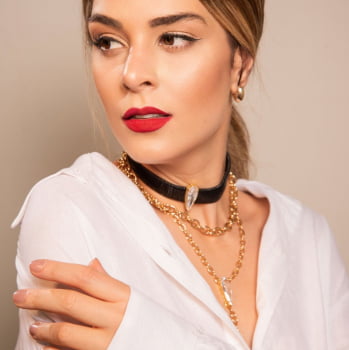 Compô Choker Cristal Preta - 3 peças