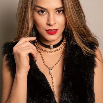 Compô Choker Cristal Preta - 3 peças