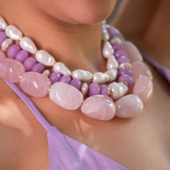 Mix Quartzo Rosa, Jade e Pérola 