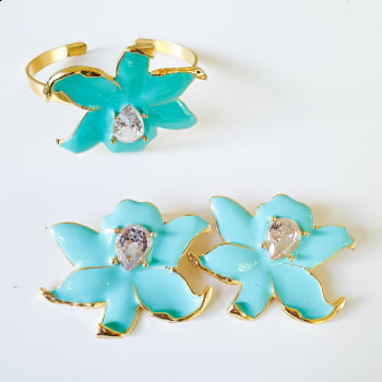 Conjunto Flor Isadora - Turquesa 