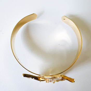 Conjunto Flor Tati - Dourado/Pedra Cristal
