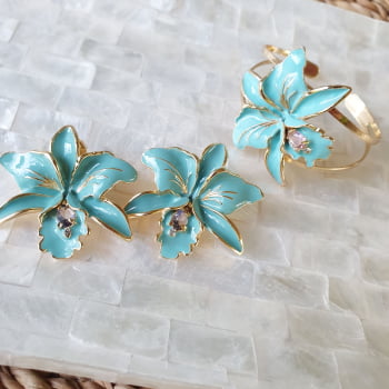 Conjunto Orquídea Verde Menta