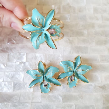 Conjunto Orquídea Verde Menta